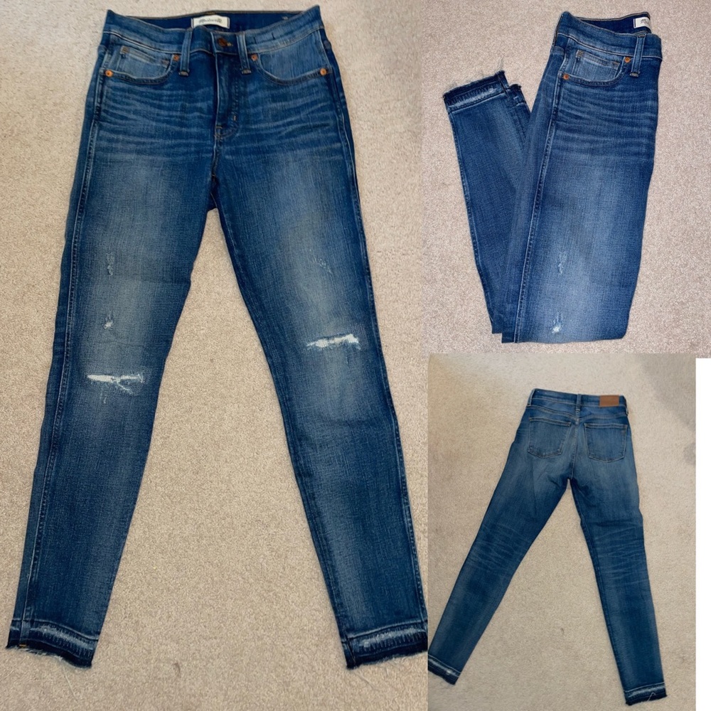 Madewell 9" Mid-Rise Skinny Jeans in York Wash: Rip and Repair Edition